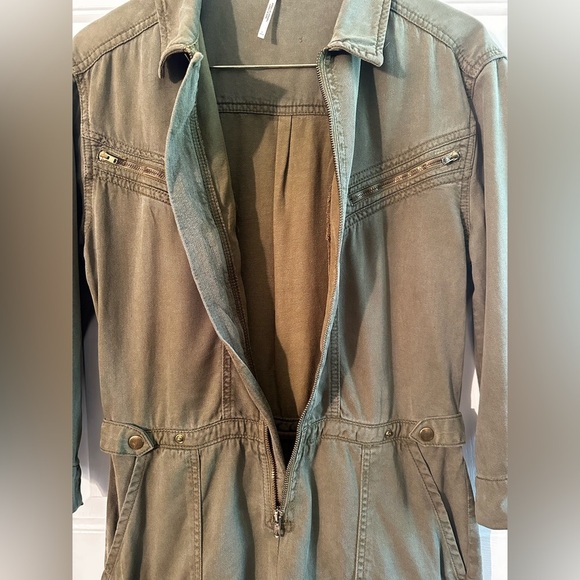 FREE PEOPLE 4 Army Green Military Utility Long Sleeve Romper Convertible Sleeves - Picture 4 of 16
